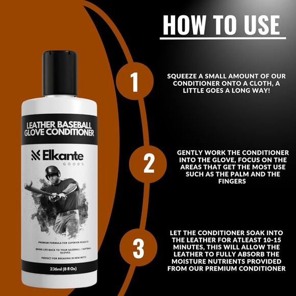 Ellkante Goods Leather Baseball Glove Conditioner, Premium Blend Baseball Glove - Picture 4 of 7